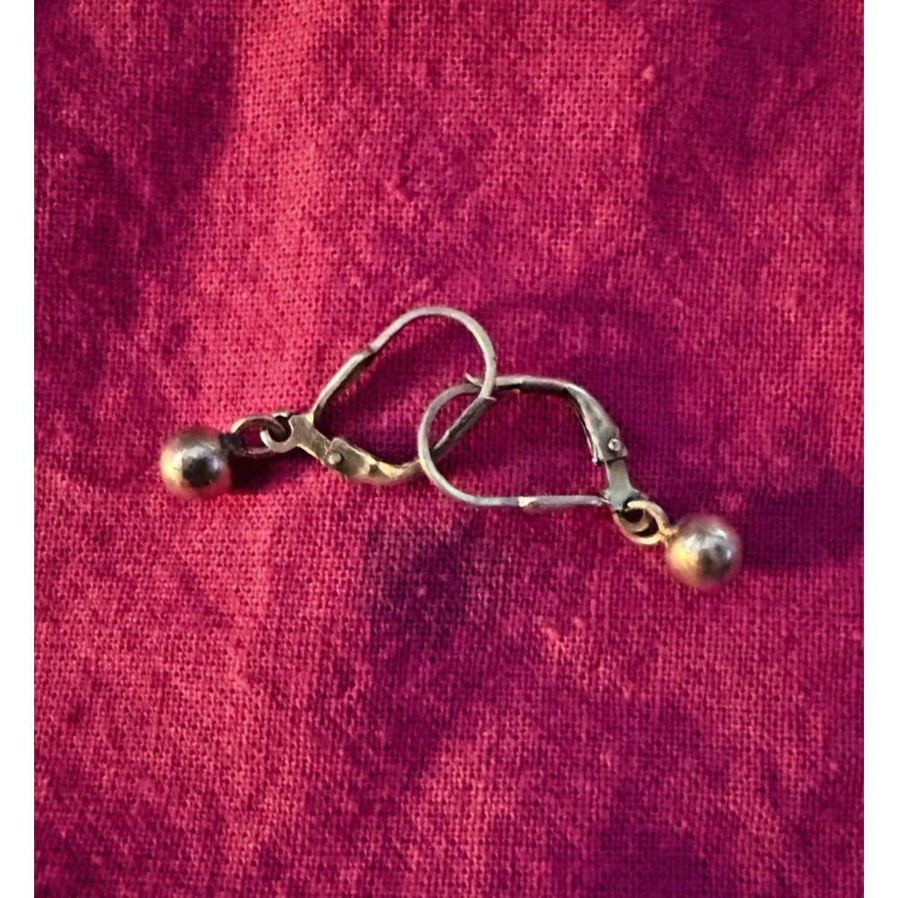 Vintage Signed TMA 925 Sterling Silver Solid Bead Ball Drop Dangle Earrings